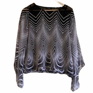 FINALSALE Alfani Black White Blouse Sheer